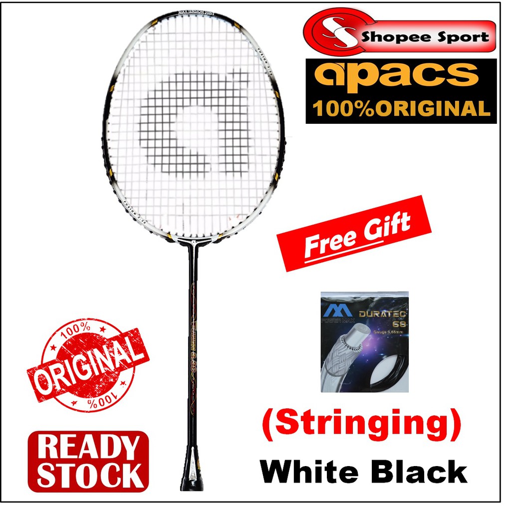 Apacs Fusion 3.30 (Stringing) Badminton Racket White/Black Shopee Malaysia