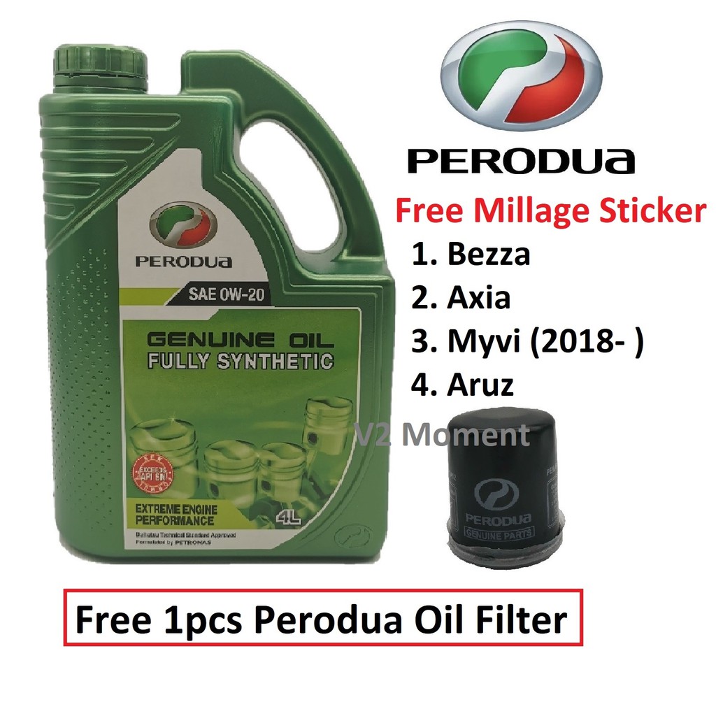 Perodua Engine Oil 0w20 Fully Synthetic 4l Perodua Bezza Oil Filter Shopee Malaysia