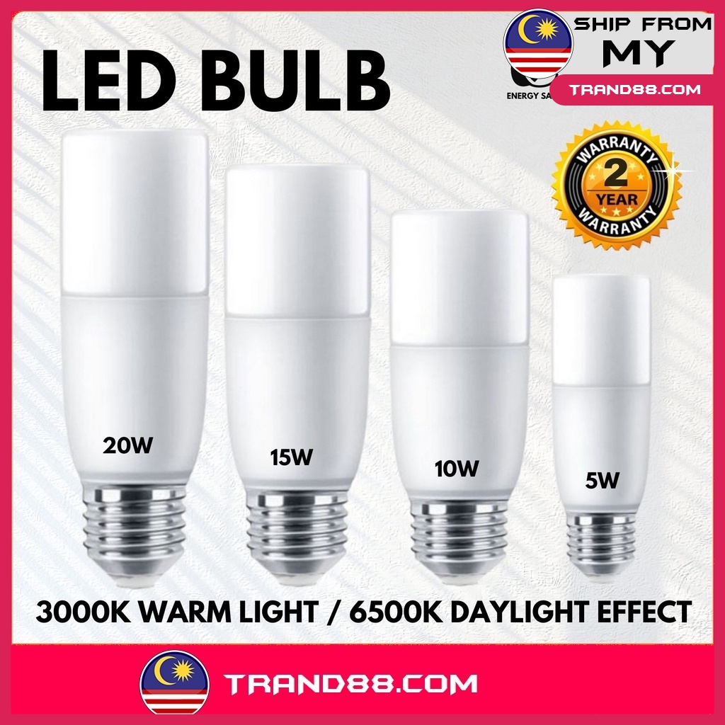 Trand88 [ 5W 10W 15W 20W ] LED Bulb 3000K Warm Light 6500K Daylight Light Bulb Mentol Lampu E27 Energy Saving LED 灯泡