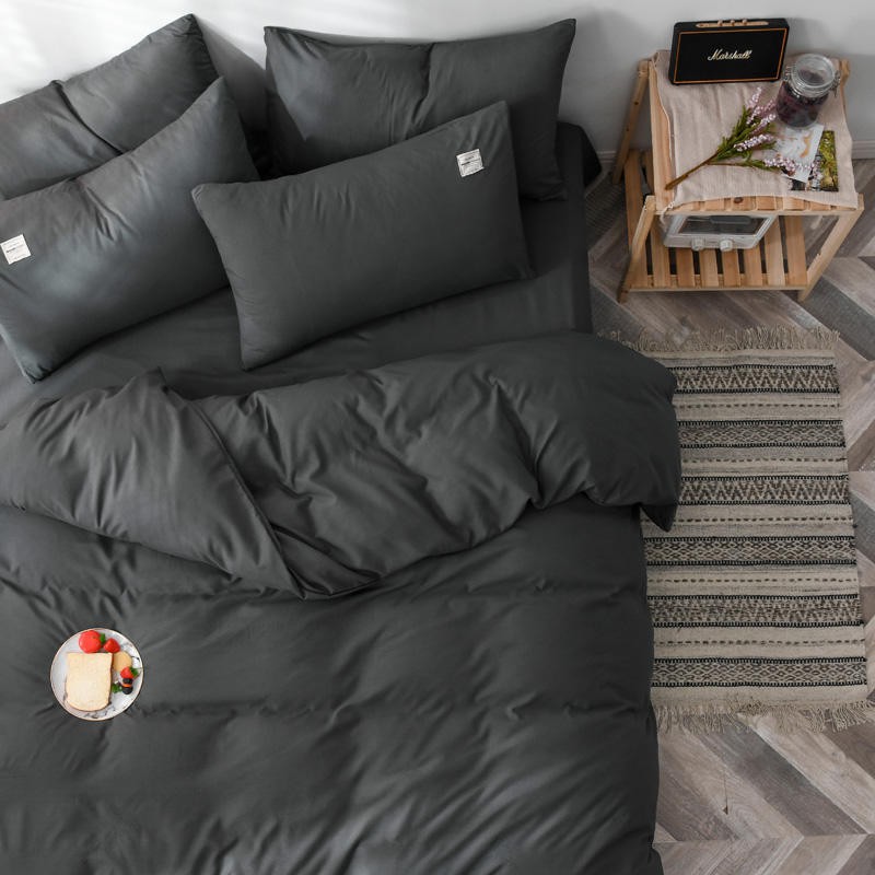 Dark Gray Color Bed Sheet Sets Single, What Color Duvet With Gray Sheets