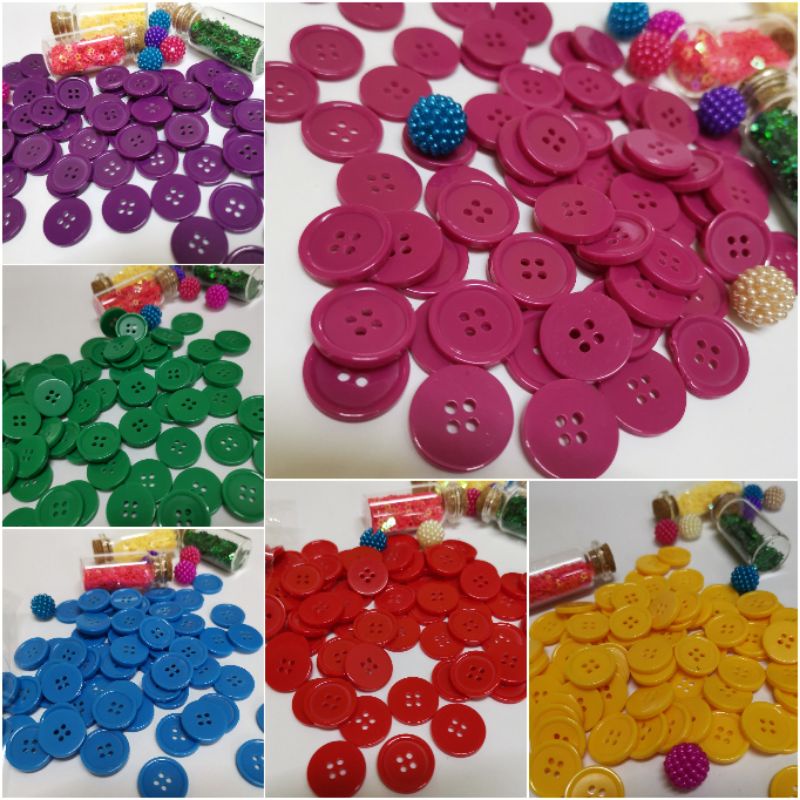 [LOCAL READY STOCK] 4 Holes Plastic Light Colour Button | Sewing Crafts 18mm | 50pcs or 100pcs