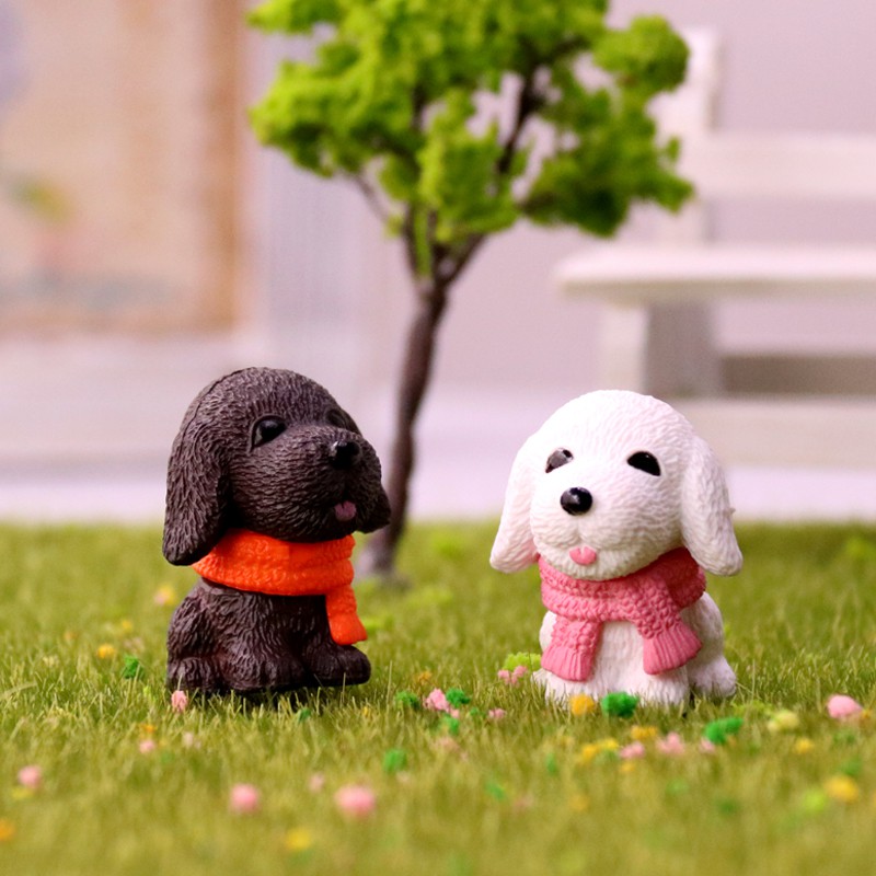 Pasangan Anjing Perkakasan Boneka Patung Anjing Comel Panjang