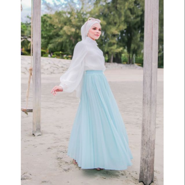 LAURA PLEATED SKIRT (BABY BLUE) ❤️ FAST SHIPPING | Shopee Malaysia