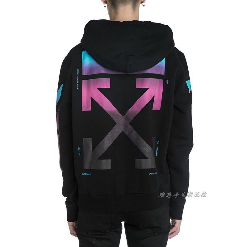 off white pink and blue hoodie