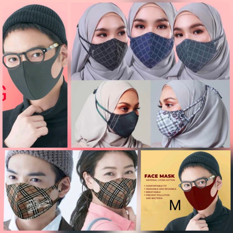 READY STOCK MALAYSIA🇲🇾 FACE MASK MUSLIMAH TALI IKAT BELAKANG TIE BACK ANTI BACTERIA WASHABLE AND