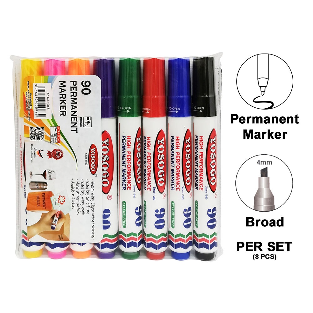 Yosogo 90 High Performance Permanent Marker Pen (Set of 8pcs) Shopee Malaysia