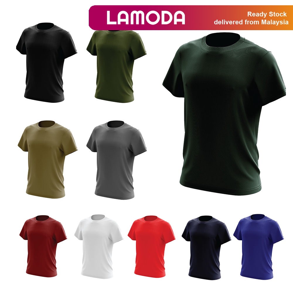[S-2XL][Lamoda]SIMON Unisex Round Neck Plain Microfiber Short Sleeve T-Shirt Jersey T Shirt (Anti-Bacteria)