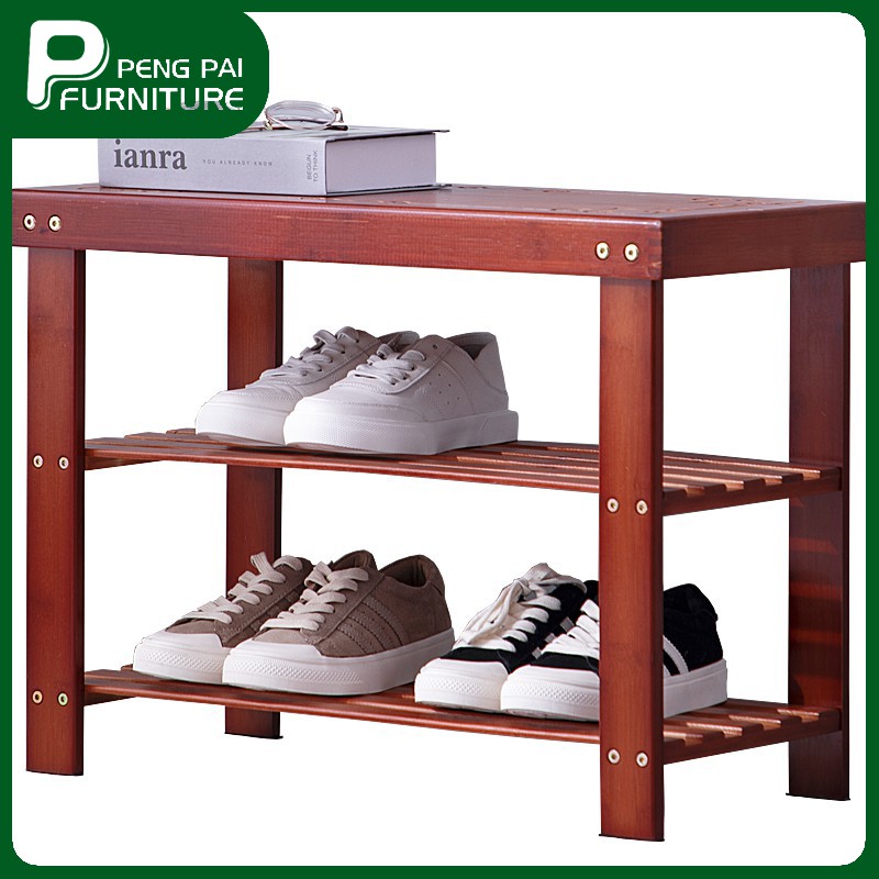 Bamboo Simple Shoe Bench Solid Wood Multi Layer Dust Shoe Rack Shopee Malaysia