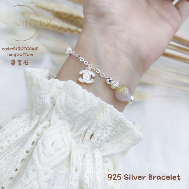 925纯银碧玺石手链(crystal Bracelet silver 925)*Rantai Tangan Silver