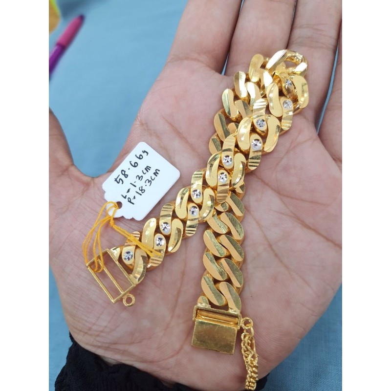 Gelang Putra Padu Dewasa 2c Emas 916 Tulen Malaysia