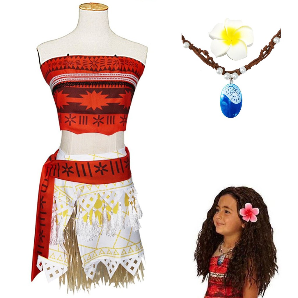 Cosplay Polynesia Princess Moana Dress Costume Kids Girl Or Women W Necklace Shopee Malaysia