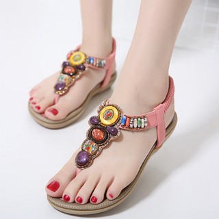 Wobuoke Shoes for Women with Thick-Bottomed Casual Bohemian Butterfly Flip-Flops Shoes Red 