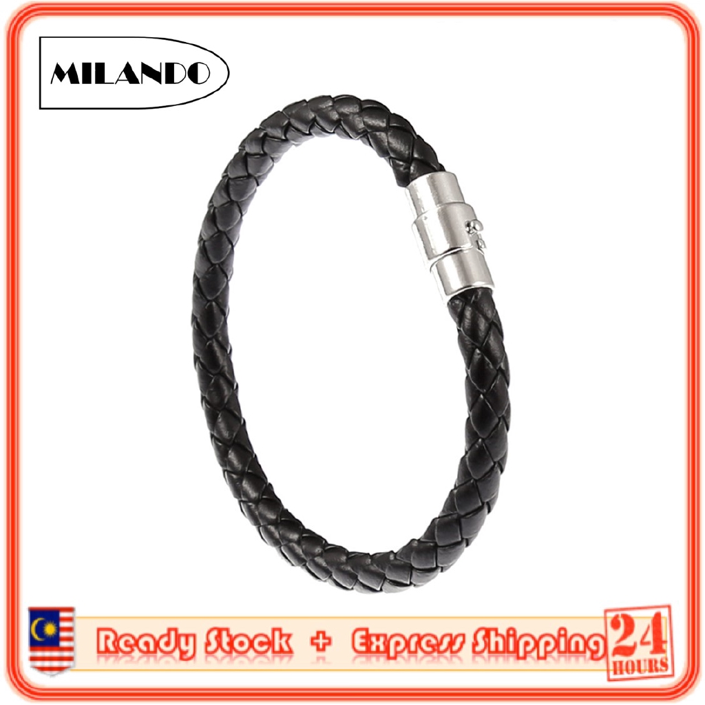 MILANDO Men Rope PU Leather Bracelet Men Fashion Jewelry Gelang Tangan Lelaki (Type 7)