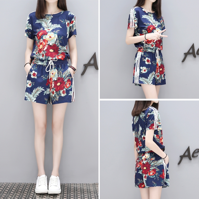 New Women Casual Summer Printed Sexy Jumpsuits Floral Loose Short Sleeves