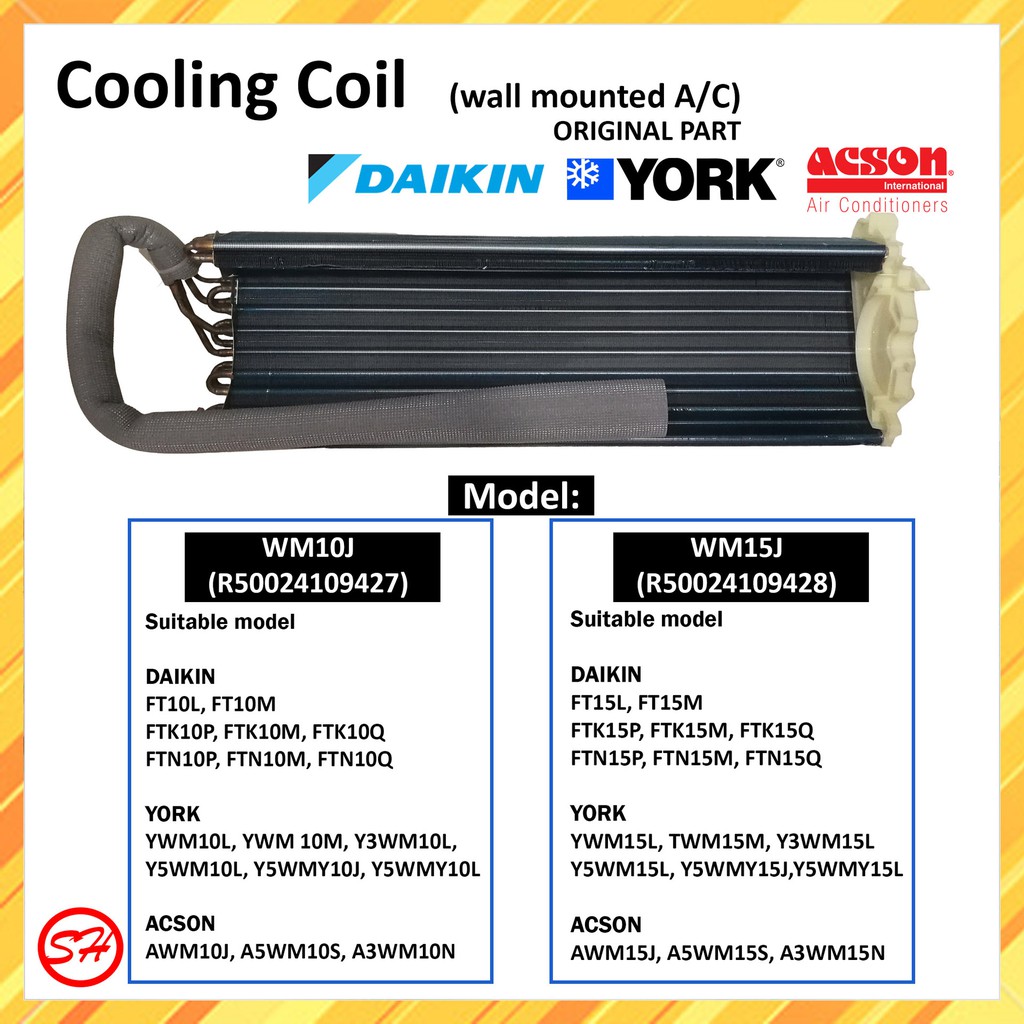 Original Daikin York Acson Wall Mounted Indoor Coil Indoor Cooling Coil Evaporator Coil 1 0hp 1 5hp Shopee Malaysia