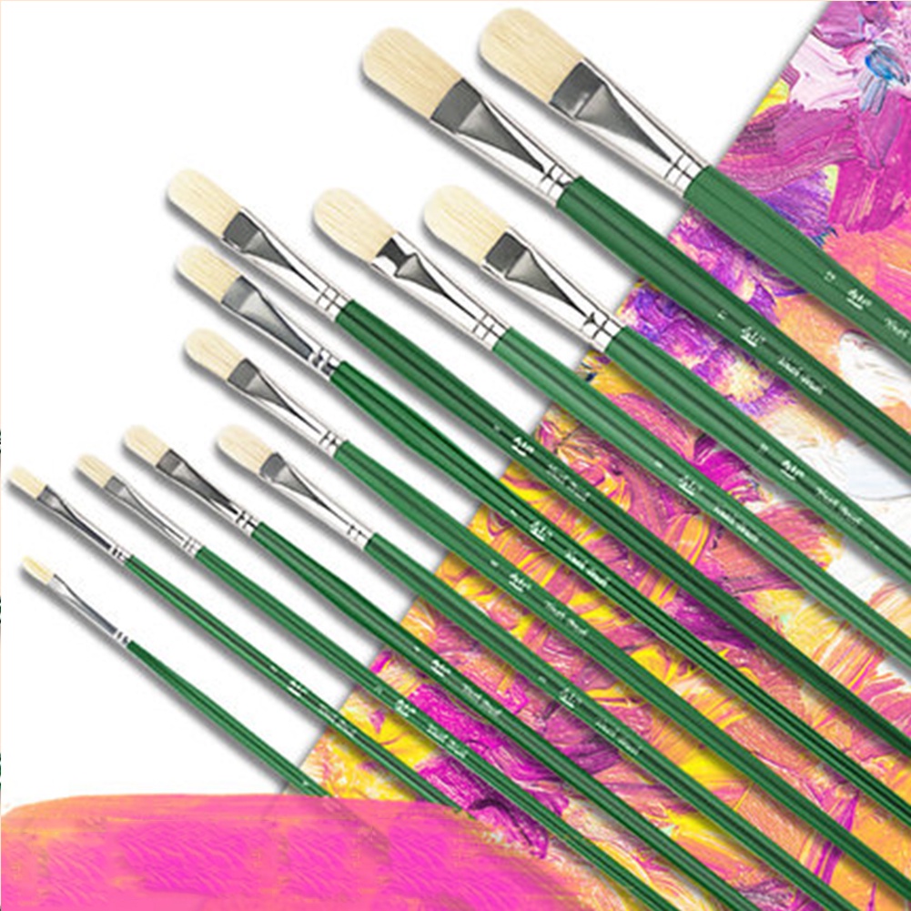 Welcome】 Flat-headed Pig Bristle Hair Paint Brush Water Gouache Oil Painting  Pen Color Paint Brushes | Shopee Malaysia