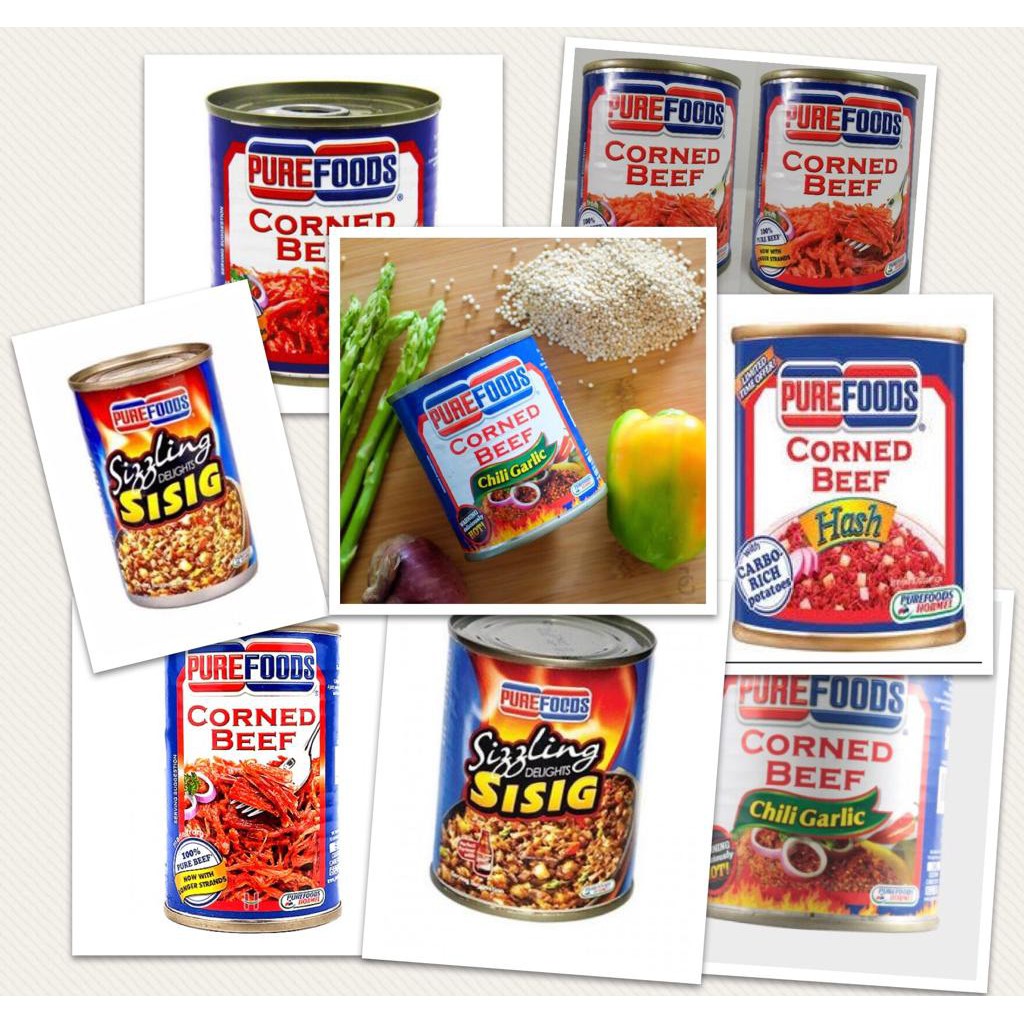 PUREFOODS PRODUCTS CORNED BEEF SISIG ORIGINAL AND CHILI GARLIC CANNED