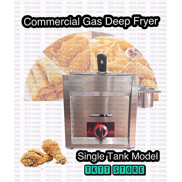 TKTT 8 Litre LPG Commercial Gas Deep Fryer Western Fast Food Fryer Tempura Stove Dapur Gas