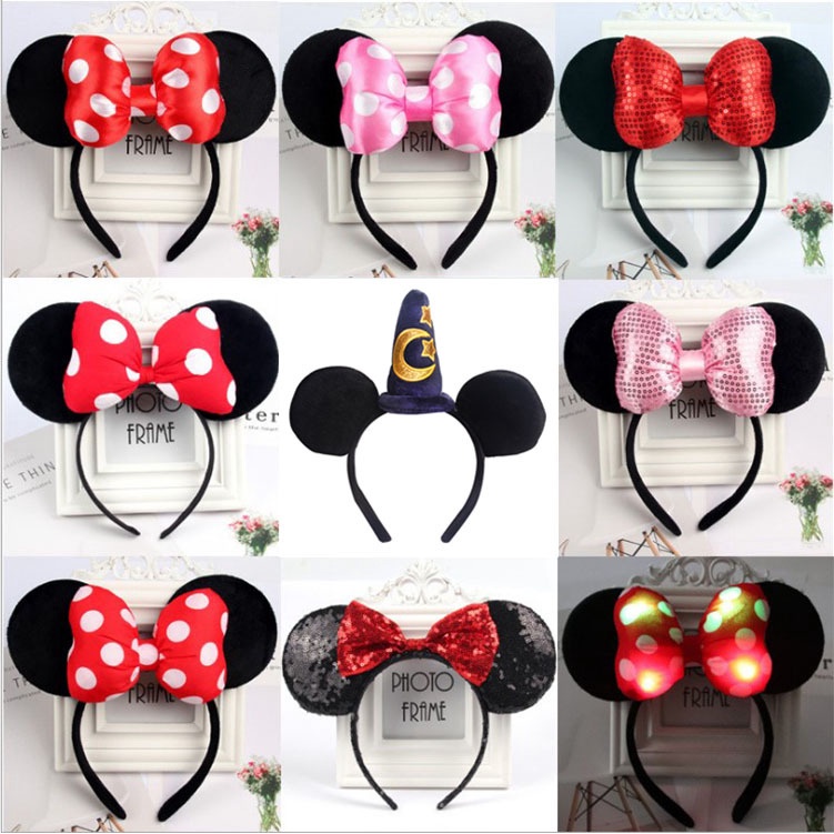 Cute Show Party Headband Mickey Minnie Mouse Bowknot DY Black Ear Christmas Hair Accessories