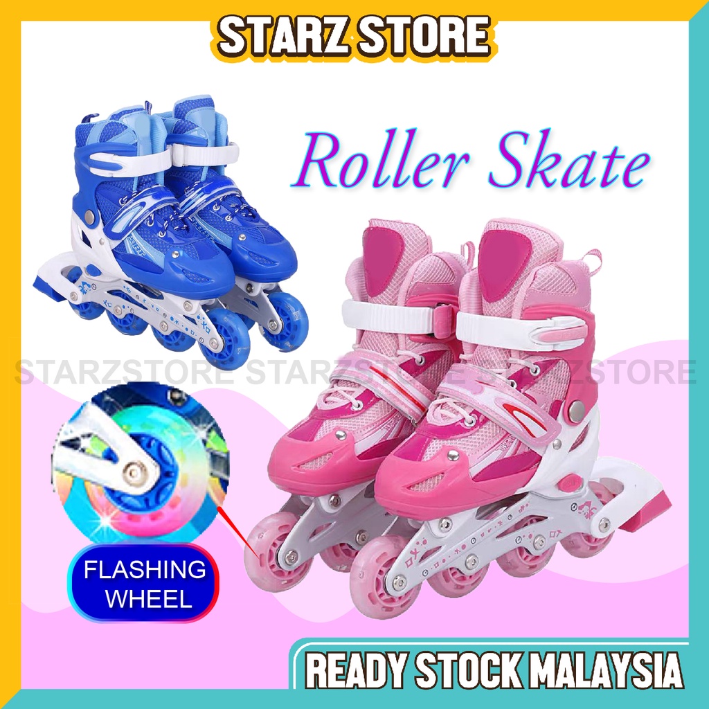 Roller Skate Kids Kasut Roda Kanak Kanak Children Ice Skating Blades Shoes Roller Wheel Shoe 儿童溜冰鞋