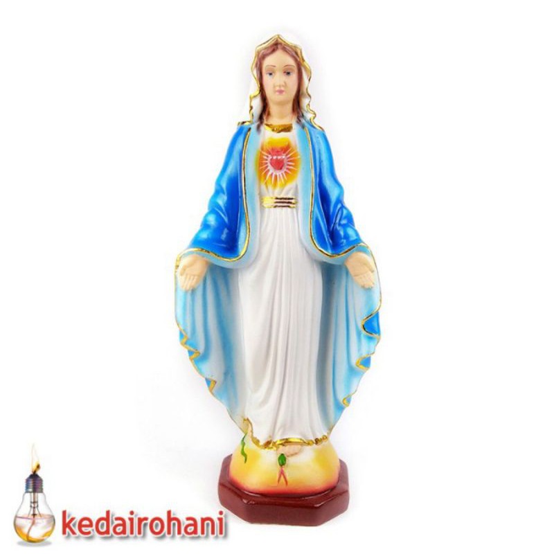 Statue Of Our Lady Of Holy Heart Open Hand 30cm Blue Cloak Spiritual Souvenir Gift Devotion Prayer