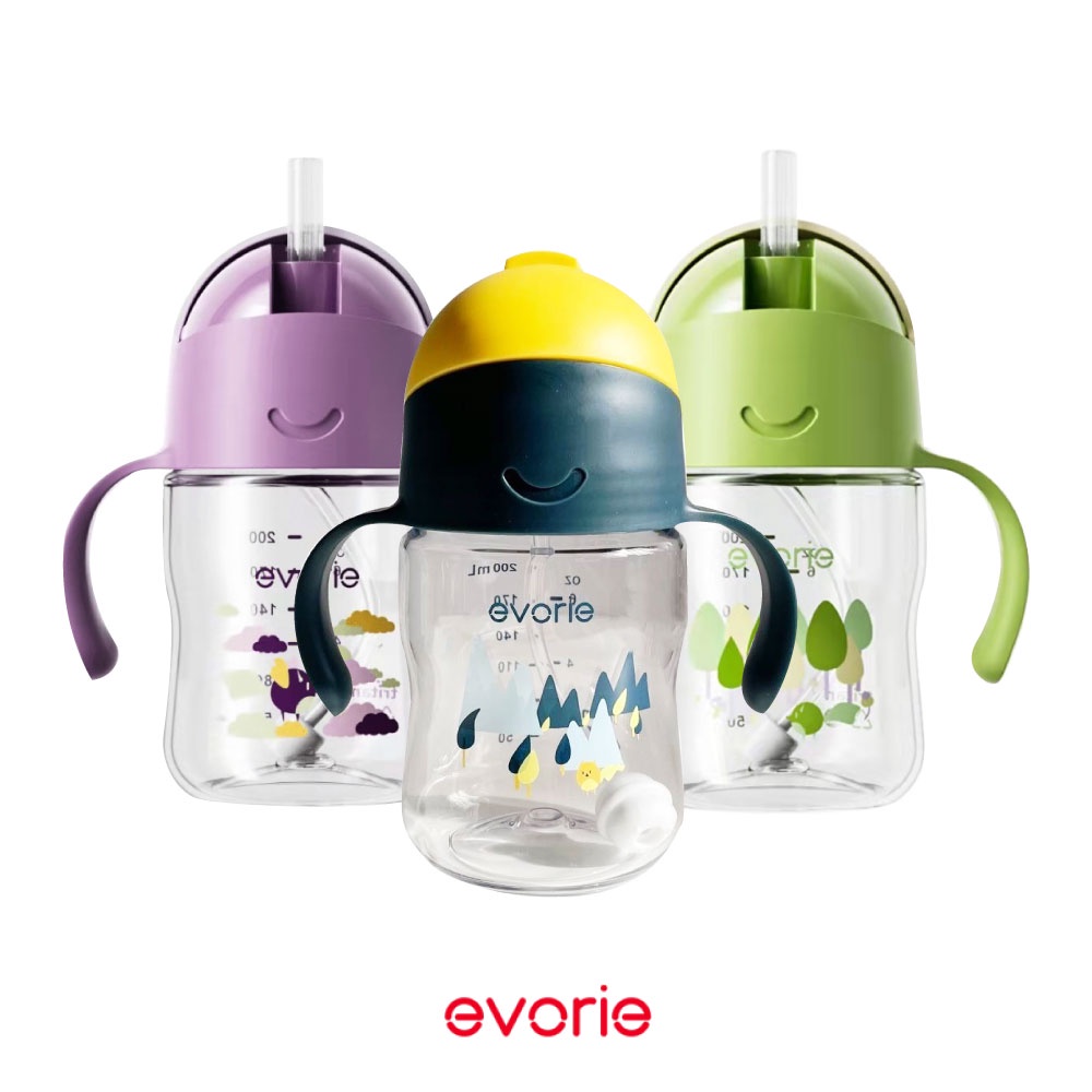 evorie Smile Water Cup Tritan Material LeakProof Straw Children Bottle