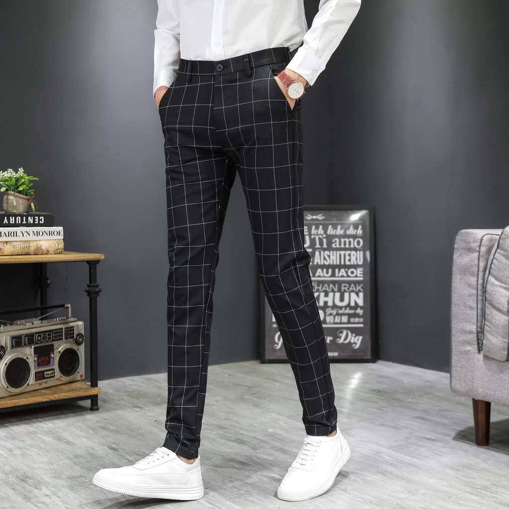 blue checkered pants mens