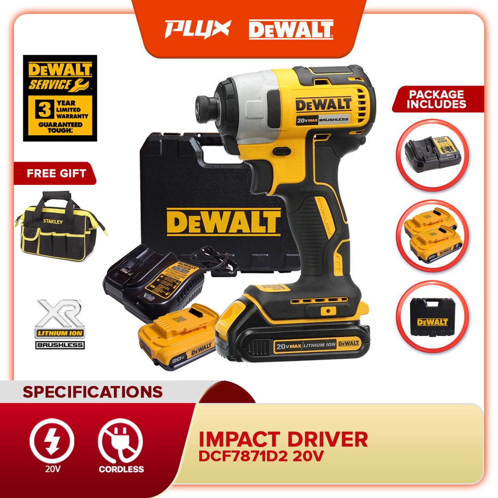 DEWALT DCF7871D2 Dreamliner 20V MAX Compact 1/4 Impact Driver( DCF787 ...