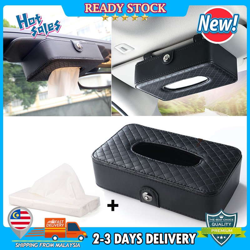 Car Tissue Paper Box With Sun Visor Clip Napkin Holder 