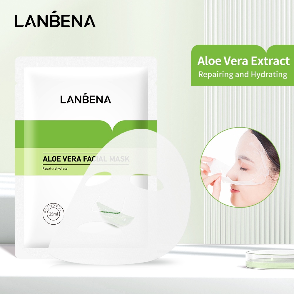 Lanbena Sheet Mask Aloe Vera - Melembabkan Brightening Moisturizing ...
