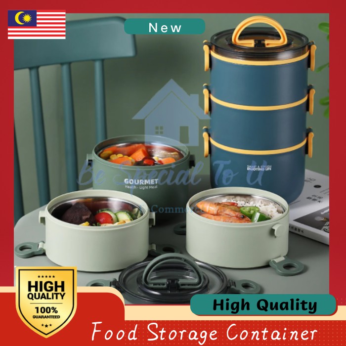 (FREE Spoon)Thermal Lunch Box Stainless Steel Lunch Box Bekas Makanan Tahan Panas Food Warmer Food Storage Contain