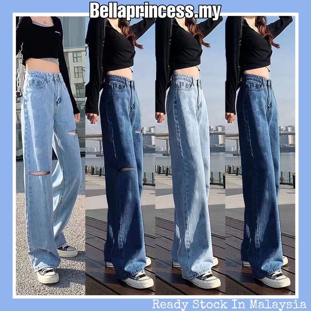 (Ready Stock) High waist Korean jeans women pants denim pants women ...