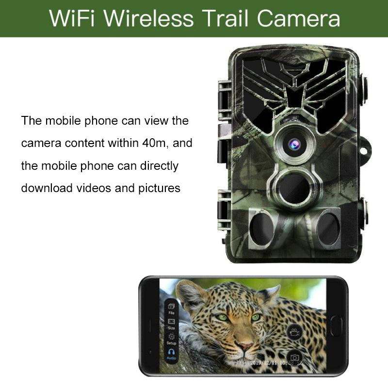 'IN Stock' Wifi Bluetooth Trail Camera 40M Wireless Hunting Cameras 20MP 1080P Night Vision Wildlife APP Photo Traps Surveillance ET