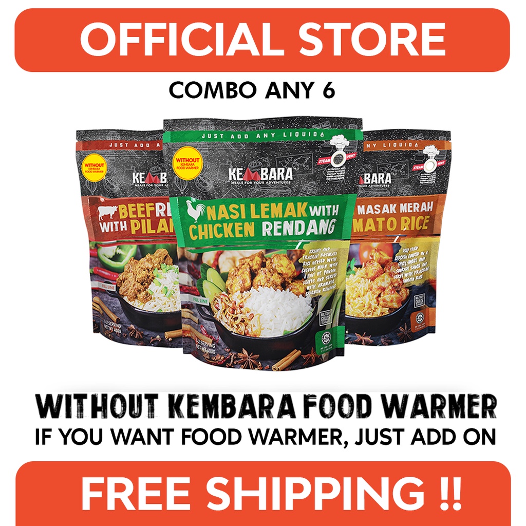 Combo Mix Any 6 Signature Menu [READY TO EAT/TRAVEL FOOD/HIKING FOOD/ EMERGENCY FOOD] (Without Food Warmer)