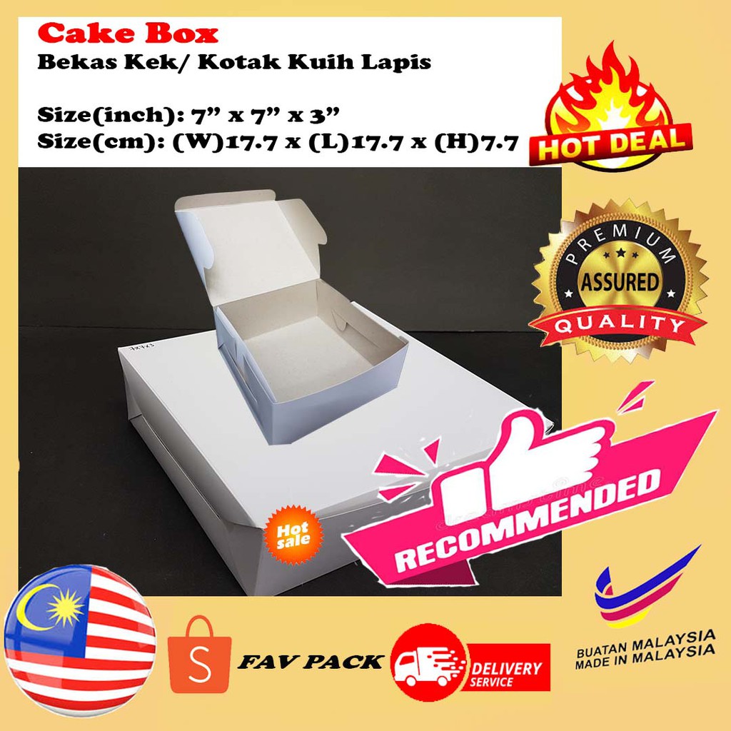 Cake Box Bekas Kek Kotak Kuih Lapis Size Inch 7 X 7 X 3 Shopee Malaysia