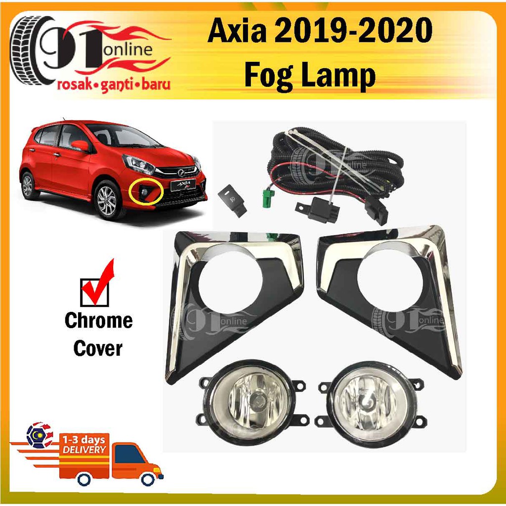 Perodua Axia 2019 2020 Fog Lamp With Black Chrome Cover Shopee Malaysia