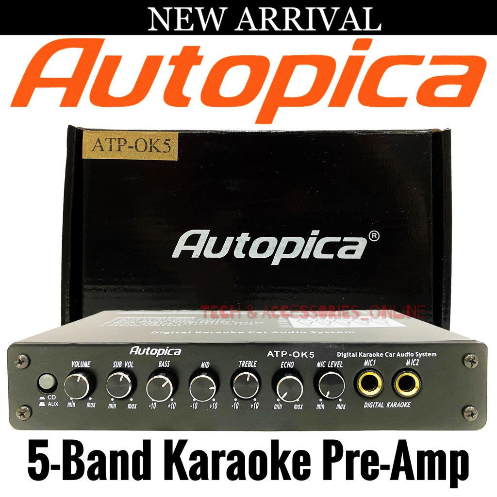 AUTOPICA 5Band Karaoke PreAmp Parametric Preamp with Subwoofer Output