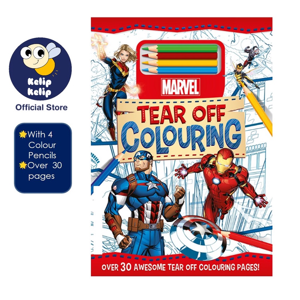 Marvel Avengers Tear Off Colouring Book with Colour Pencils for Kids