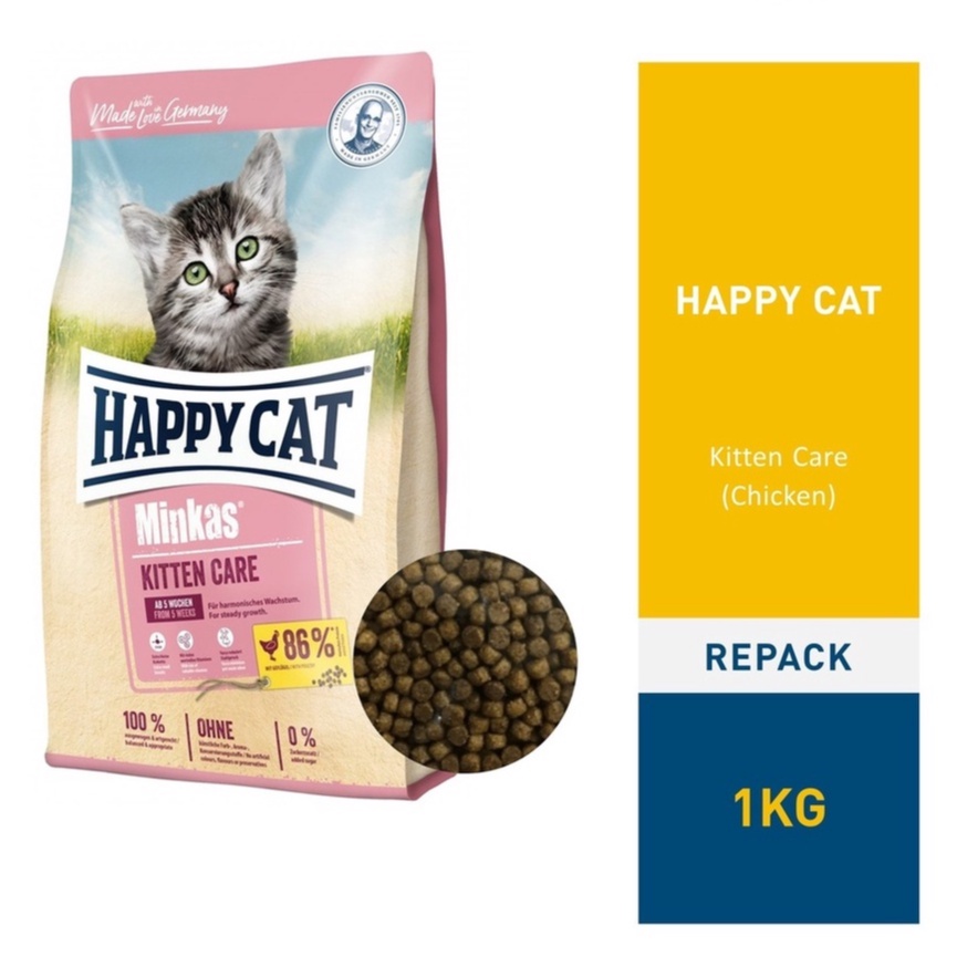 HAPPY CAT MINKAS KITTEN CARE 1Kg Repack Shopee Malaysia