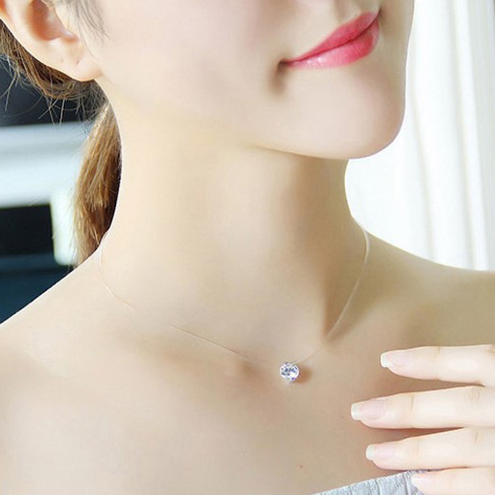 Gzhouse 2pcs Necklace Floating Illusion Invisible Line Translucent Necklace Shopee Malaysia