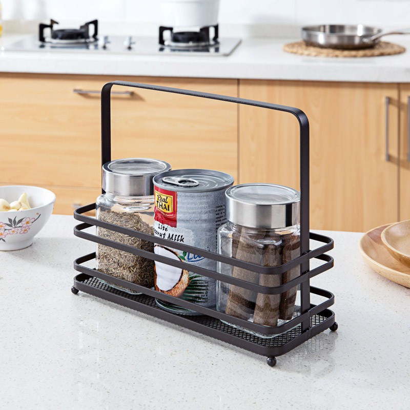 Portable Wrought Iron Spice Rack Countertop Condiment Storage Rack