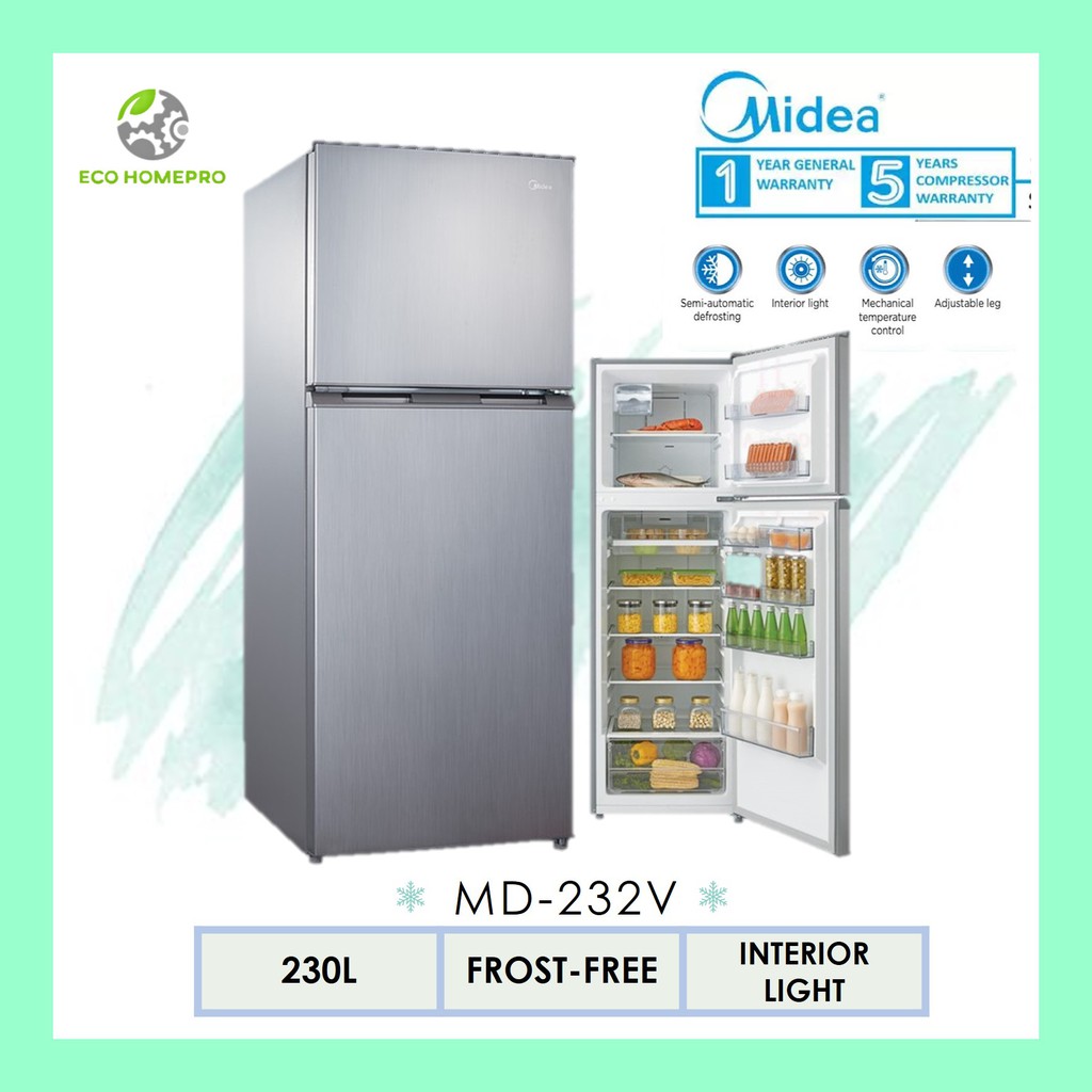 Midea Toshiba 230l 203l 2 Door Refrigerator Gr B22mp Ss Md 232v Fridge Peti Sejuk Peti Ais Shopee Malaysia