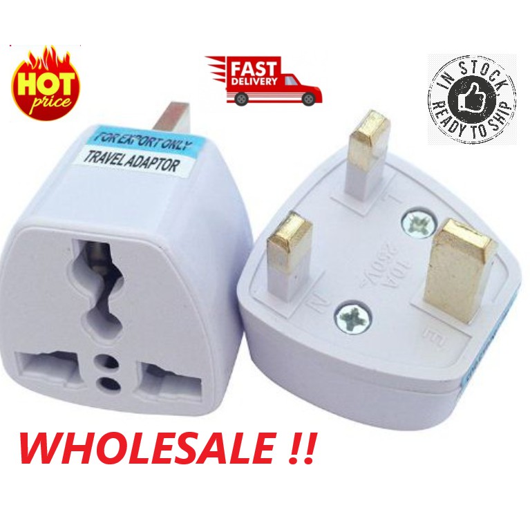 3 Pin Plug Adaptor UK Universal 2 & 3 Pin Multi Plug International