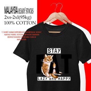 STOK SEDIA ADAu003e KUCING GRAFIK T-SHIRT 100%COTTON LENGAN PENDEK 