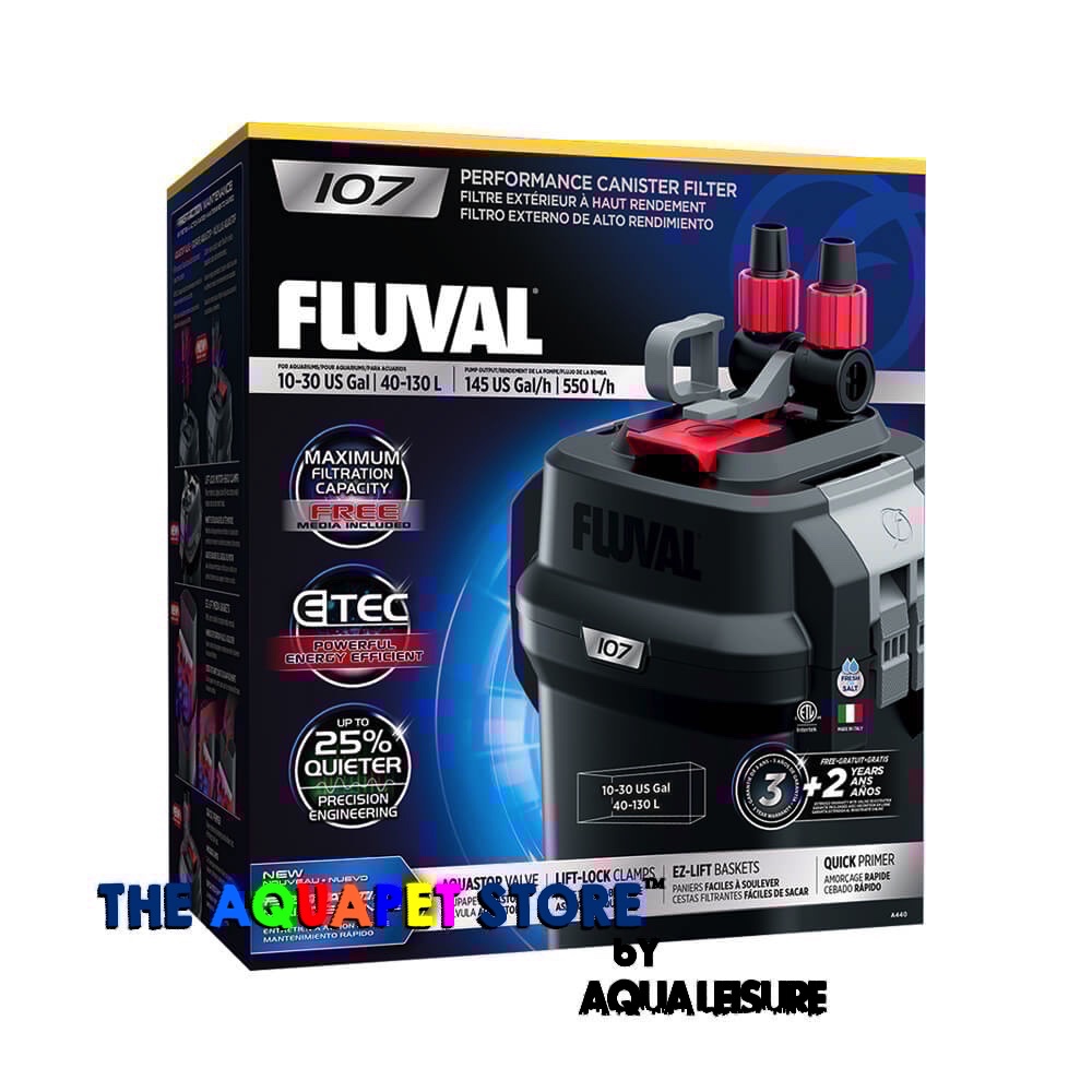 Fluval 107 Performance Canister Filter, up to 30 US Gal (130 L