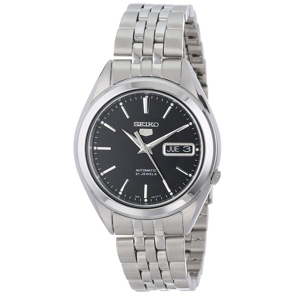 SEIKO 5 SNKL23K1 SNKL23 Automatic 21 Jewels Black Dial Stainless Steel ...