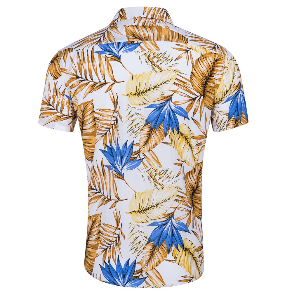 Baju Hawaii Men Summer Hawaiian Shirt Short Sleeves Beach 