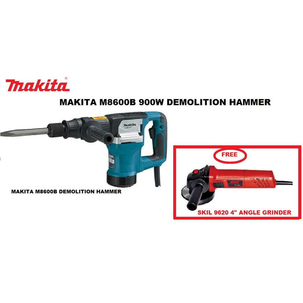 MAKITA M8600B 900W DEMOLITION HAMMER (Buy One Get Free One SKIL 9620 Angle Grinder) Shopee