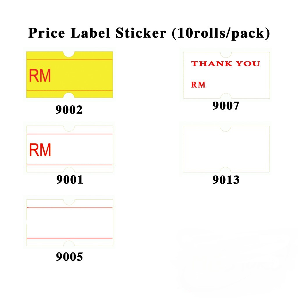 Paper Tag Price Label Sticker Single Row for MX-5500 Price Labeller (10 Roll / Pack)