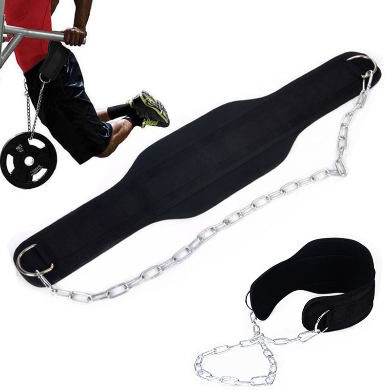 Weightlifting Belt with 33'' Metal Chain Dip Belt Pull Up for